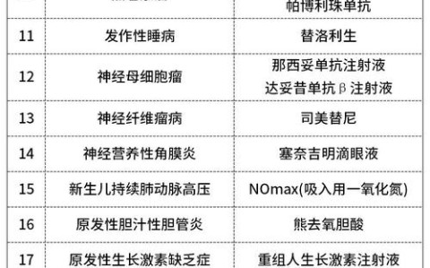 罕见病用药（医保目录扩容）（罕见病用药保障）